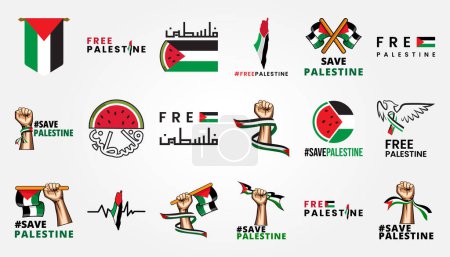 set bundle international day of solidarity the palestinian people with flag vector illustration