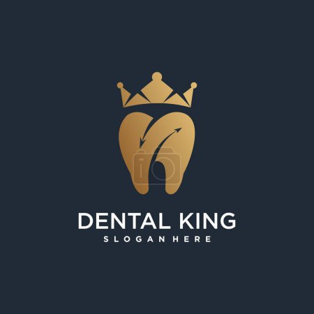 Illustration for Dental king logo icon with modern crown concept design Premium Vector - Royalty Free Image
