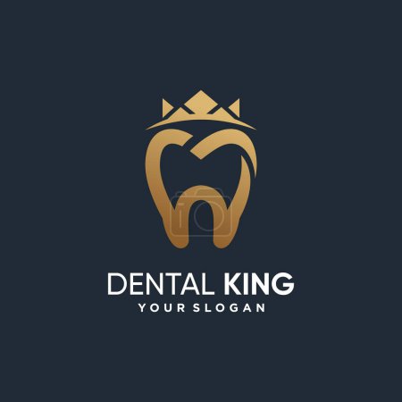 Illustration for Dental king logo icon with modern crown concept design Premium Vector - Royalty Free Image