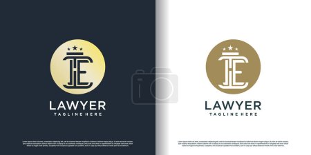 Ilustración de Icono del logotipo pilar con letra e concepto único estilo premium vecto - Imagen libre de derechos