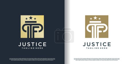Ilustración de Icono del logotipo pilar con letra f concepto premium vecto - Imagen libre de derechos
