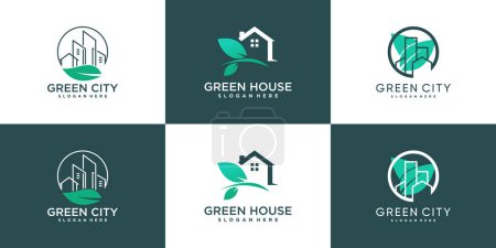 Illustration for Green house logo design collection with creative modern concept Premium Vector - Royalty Free Image