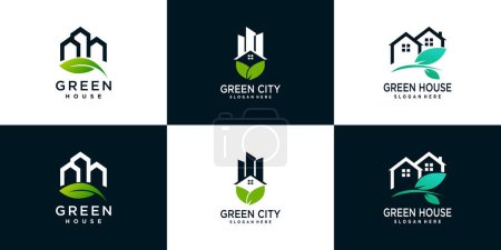 Illustration for Green house logo design collection with creative modern concept Premium Vector - Royalty Free Image