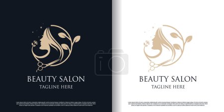 diseño del logotipo de corte de pelo para la moda con concepto creativo vector premium