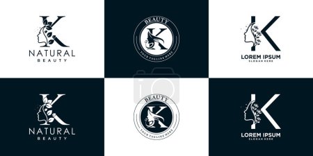 Brief Logo K Design Kollektion mit Natur Beauty Konzept Premium-Vektor