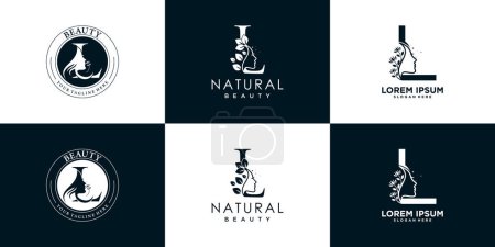 Brief Logo L Design Kollektion mit Natur Beauty Konzept Premium-Vektor