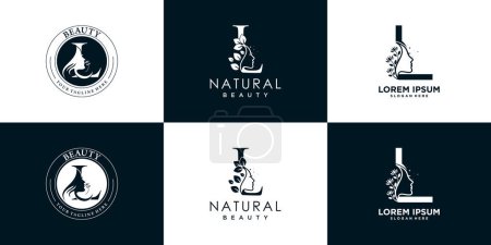 letter logo L design collection with nature beauty concept premium vector