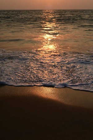 Seashore wave reflection, Sunset, Sunset reflection