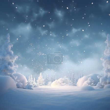 Foto de Paisaje nevado de invierno con abetos - Imagen libre de derechos