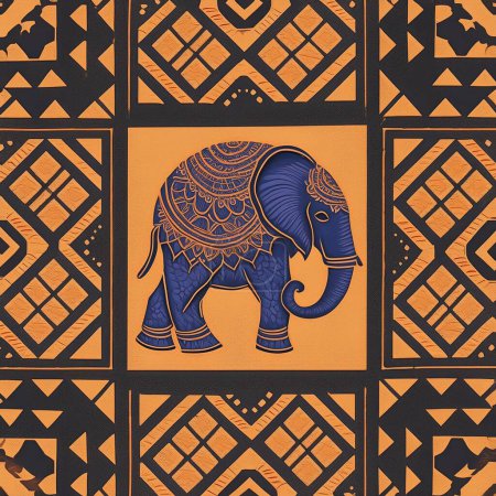 elephant pattern, african animal, art illustration