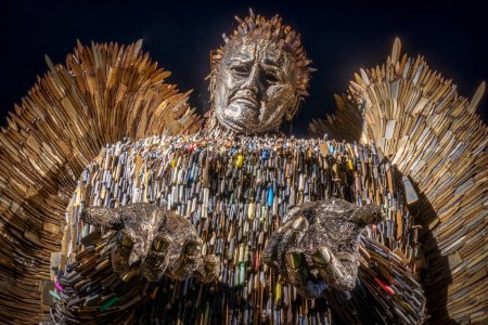 Photo for The Knife Angel - Contemporary sculpture formed of 100,000 knives created by artist Alfie Bradley - Royalty Free Image