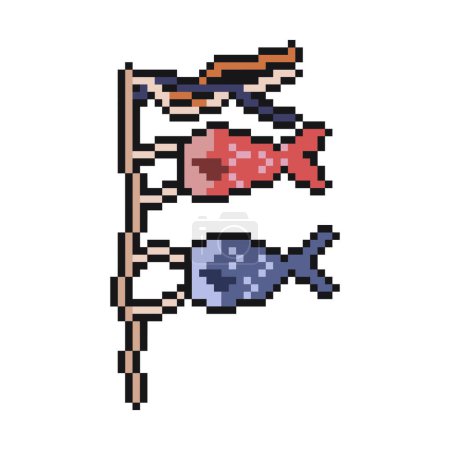 Illustration for Fish flag pixel art for dynamic digital projects and designs. - Royalty Free Image