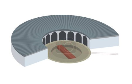 Illustration for Train roundhouse. Simple flat illustration - Royalty Free Image