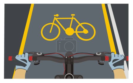Téléchargez les illustrations : Point de vue des motards. Illustration plate simple. - en licence libre de droit