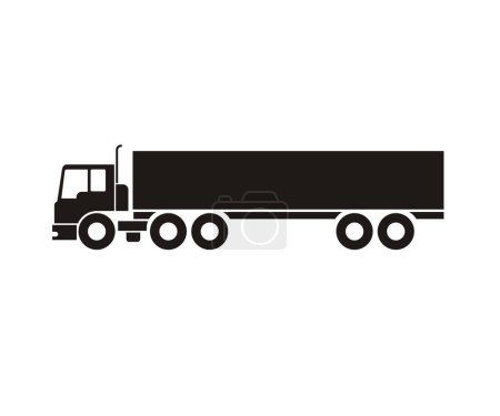 Téléchargez les illustrations : Camion à conteneurs long. Illustration simple en noir et blanc. - en licence libre de droit