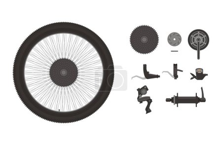 Illustration for Bike components icon set. Simple flat illustration. - Royalty Free Image