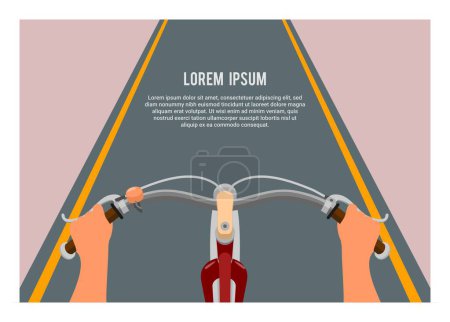 Téléchargez les illustrations : Point de vue du motard. Vélo vieux vélo. Illustration plate simple. - en licence libre de droit