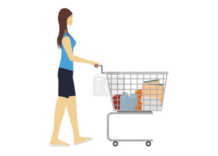 Illustration for Lady shopping in white background. - Royalty Free Image