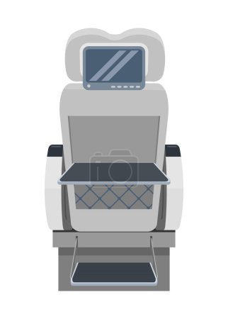 Ilustración de Asiento del pasajero con dispositivo de vídeo a la carta. Vista trasera. Ilustración plana simple. - Imagen libre de derechos