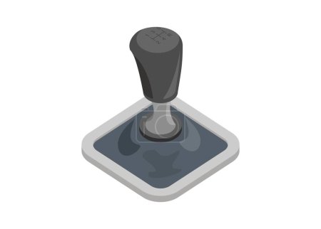 Manual car gear lever. Simple flat illustration in isometric view.