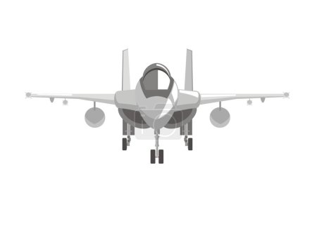 Ilustración de Avión de combate. Ilustración plana simple. Vista frontal. - Imagen libre de derechos