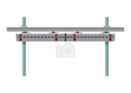Suspension monorail train. Simple flat illustration.