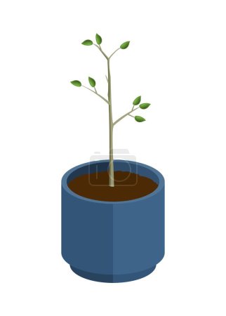 Illustration for Plant on concrete pot. Simple flat illustration - Royalty Free Image