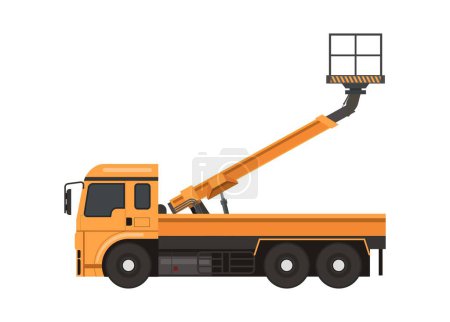 Illustration for Bucket boom truck. Simple flat illustration. - Royalty Free Image