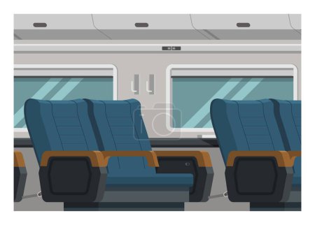 Passenger train interior. Simple flat illustration.
