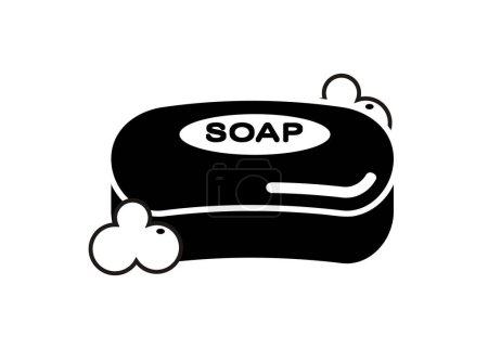 Soap bar. Simple illustration in black and white.