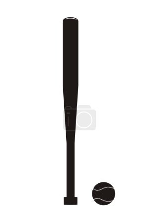 Illustration for Baseball bat and the ball. Simple illustration in black and white. - Royalty Free Image
