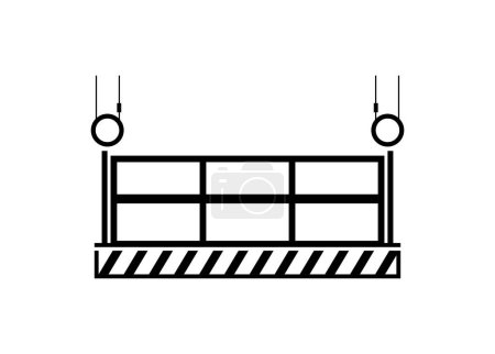 Gondola cradle. Suspended platform. Simple illustration in black and white.