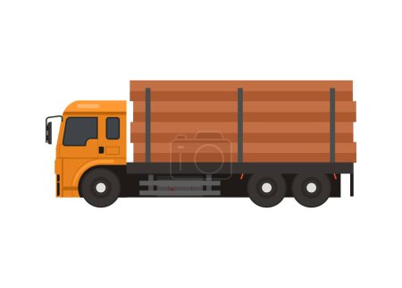 Téléchargez les illustrations : Camion transportant du bois. Illustration plate simple. - en licence libre de droit