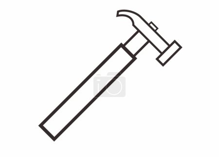 Hammer simple illustration in black and white outline.
