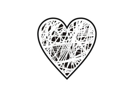 Heart in bad mood condition. Simple illustration in black and white.