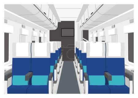 Traincar interior. Simple flat illustration in perspective view.