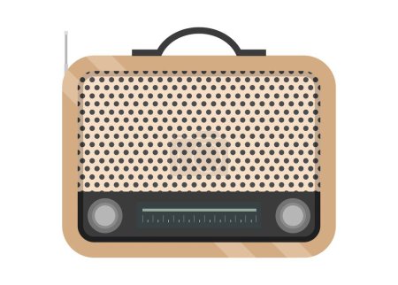 Old radio. Old wooden radio. Simple flat illustration.