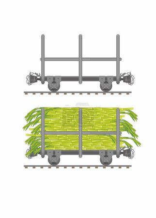 Sugar cane wagon. Simple flat illustration.