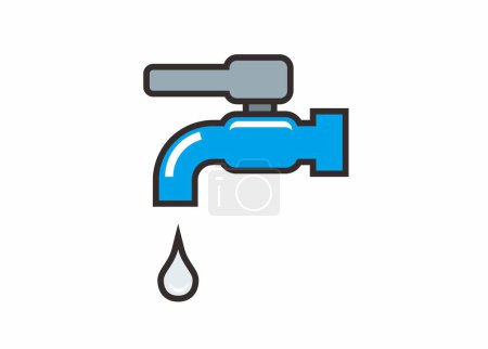Faucet simple flat illustration with outline.