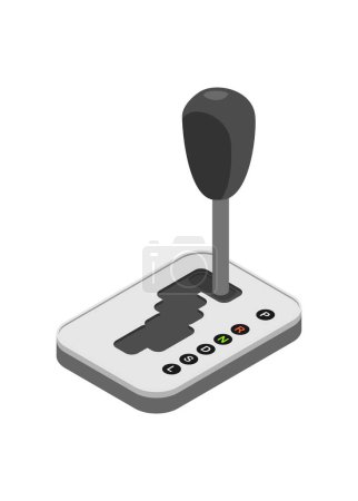 Automatic car gear lever in isometric view. Simple flat illustration