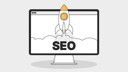 SEO Boost Concept with Rocket Illustration