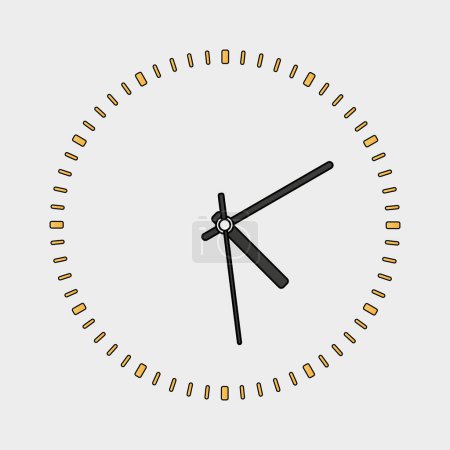 Simple Clock Icon with Gold Time Markers Illustration 