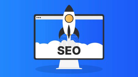 SEO Boost Concept with Rocket Illustration