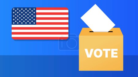 American Voting Box and Flag Illustration 