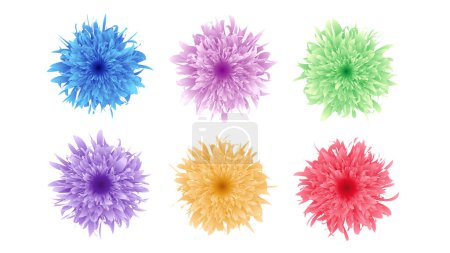 Téléchargez les illustrations : Assortiment de fleurs Dahlia colorées vibrantes isolées - en licence libre de droit