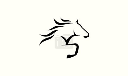 Ilustración de Línea arte caballo logotipo plantilla - Imagen libre de derechos