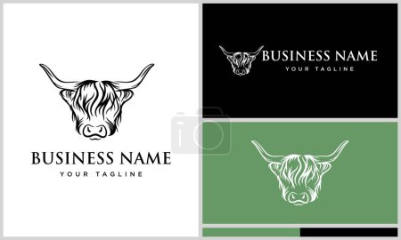Illustration for Line art bison head logo - Royalty Free Image
