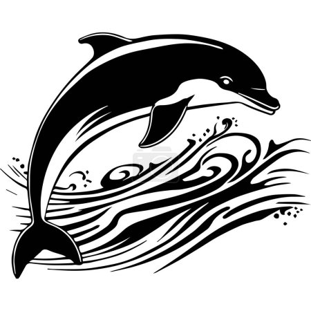 Illustration for Dolphin Jumping Out Of Water - Royalty Free Image