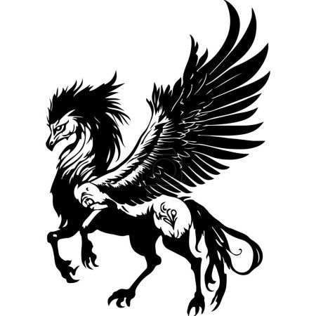 Illustration for Hippogriff Winged Horse Fantasy Creature - Royalty Free Image