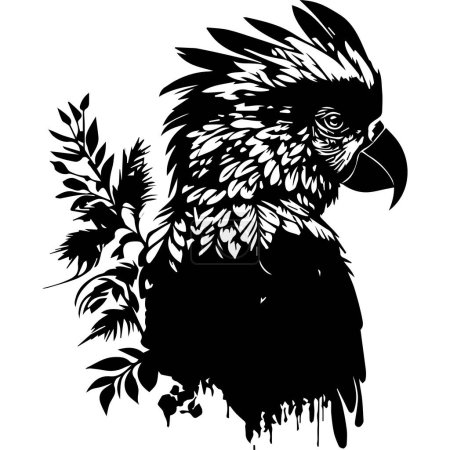 Ilustración de Realista guacamayo cabeza de pájaro perfil - Imagen libre de derechos